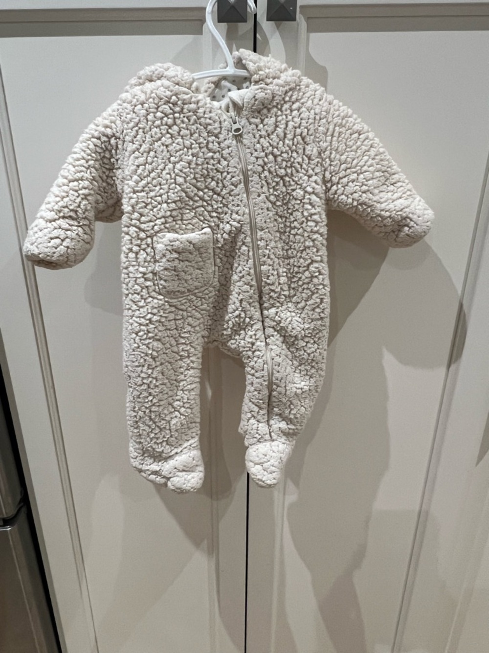 Zara baby 0-3m Cream Sherpa Baby One-Piece with Hood